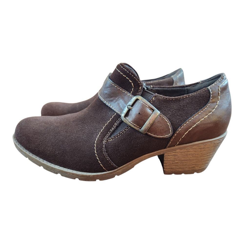 Earth Origins Oakland Addie‎ womens brown booties sz 9.5 shoes leather slip on